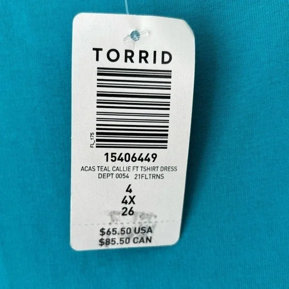 NWT Torrid Callie Off the Shoulder Terry T-Shirt Mini Dress In‎ Blue 4X - Picture 11 of 11